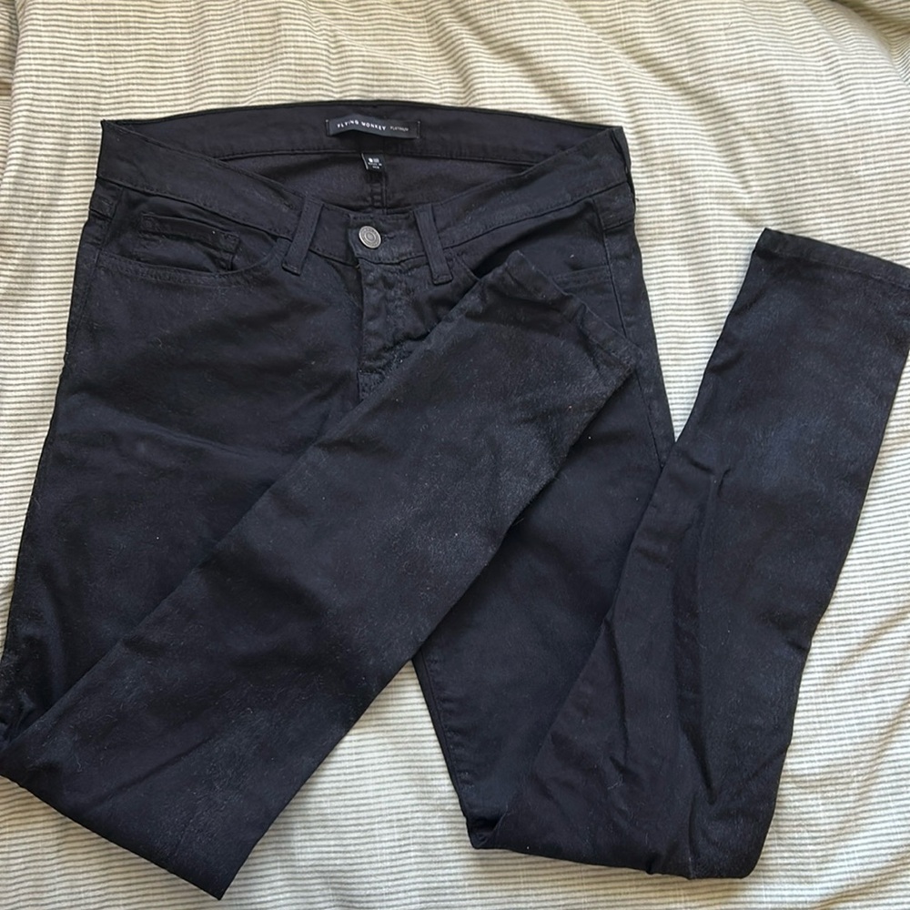 Flying Monkey black sheen skinny jeans low rise